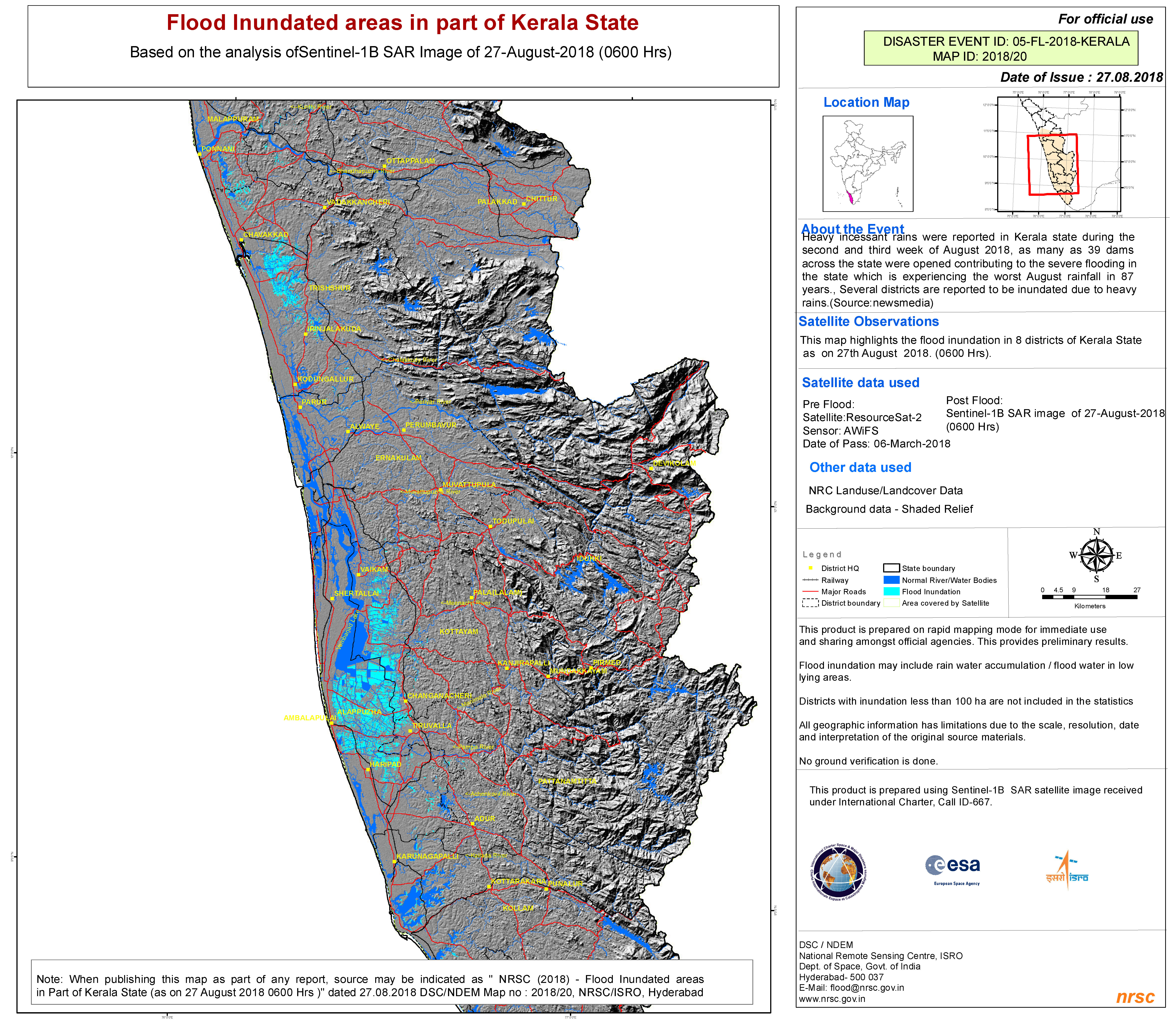 India Flood Inundated Areas In Part Of Kerala State As On 27 August 2018 0600 Hrs India Reliefweb